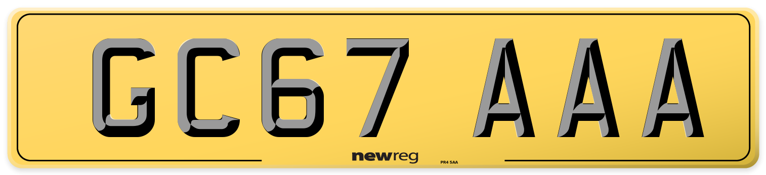 GC67 AAA Rear Number Plate