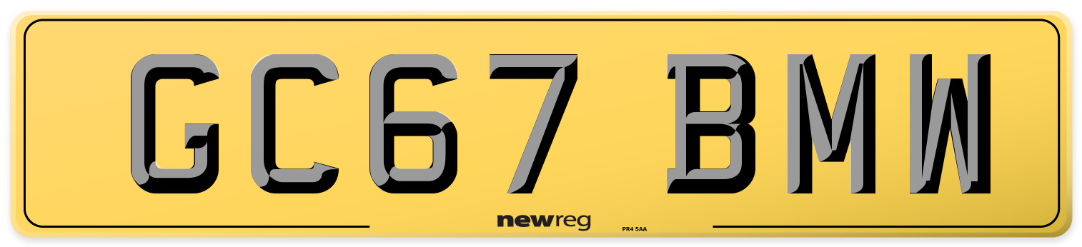 GC67 BMW Rear Number Plate