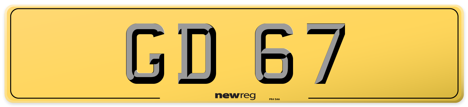 GD 67 Rear Number Plate