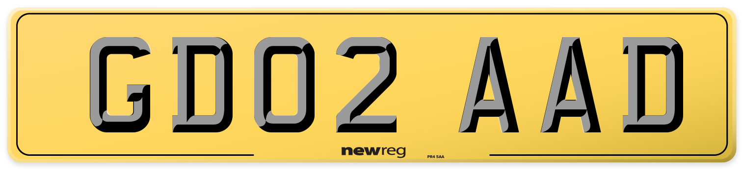 GD02 AAD Rear Number Plate