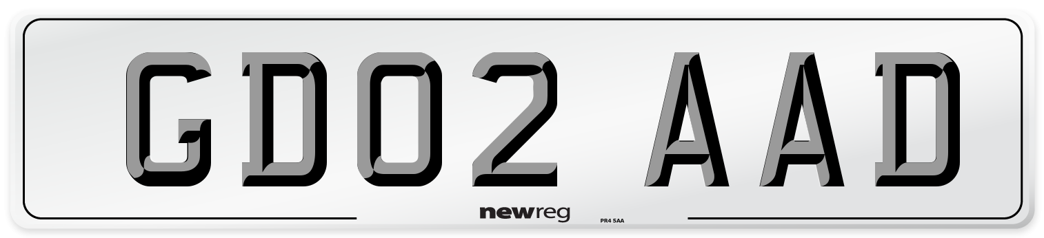GD02 AAD Front Number Plate