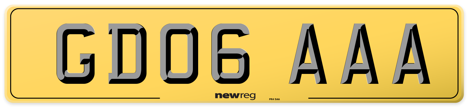 GD06 AAA Rear Number Plate