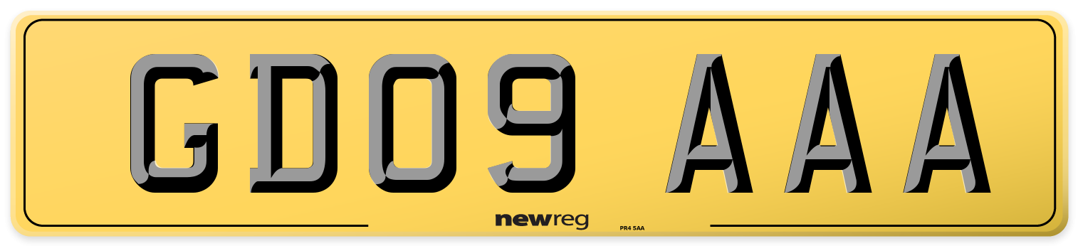 GD09 AAA Rear Number Plate