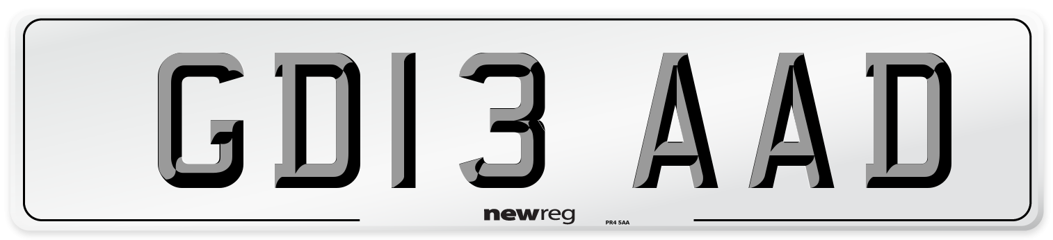 GD13 AAD Front Number Plate