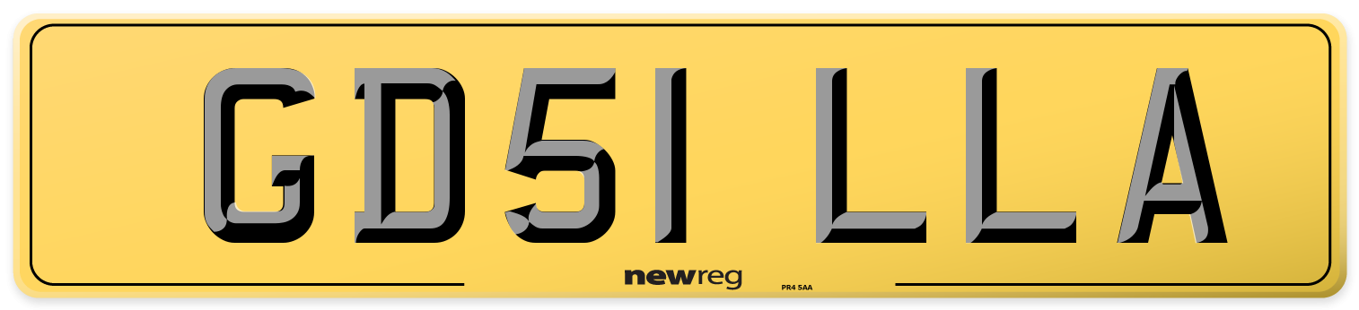 GD51 LLA Rear Number Plate