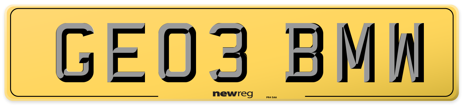 GE03 BMW Rear Number Plate
