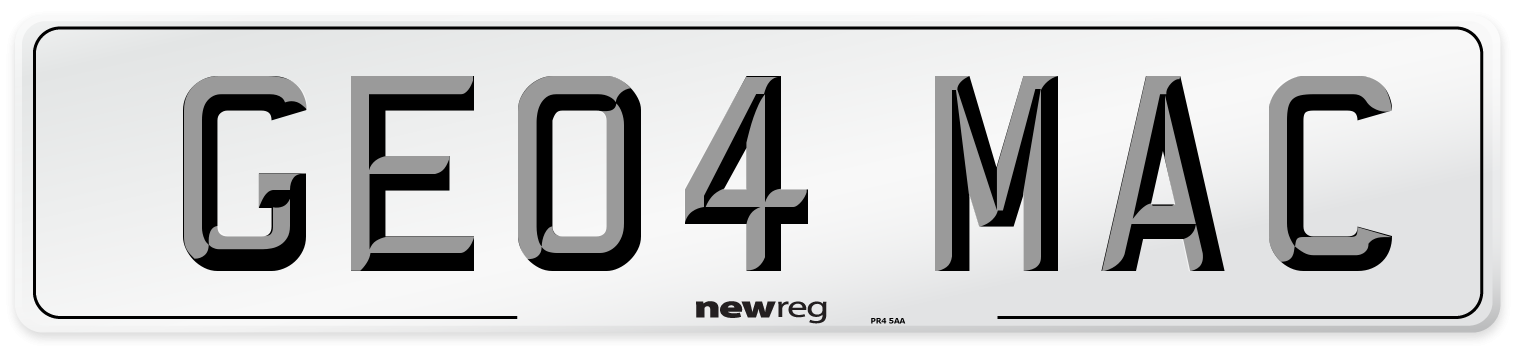 GE04 MAC Front Number Plate