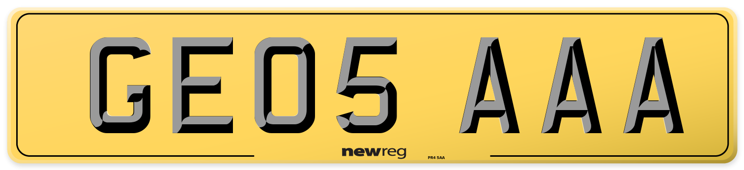 GE05 AAA Rear Number Plate