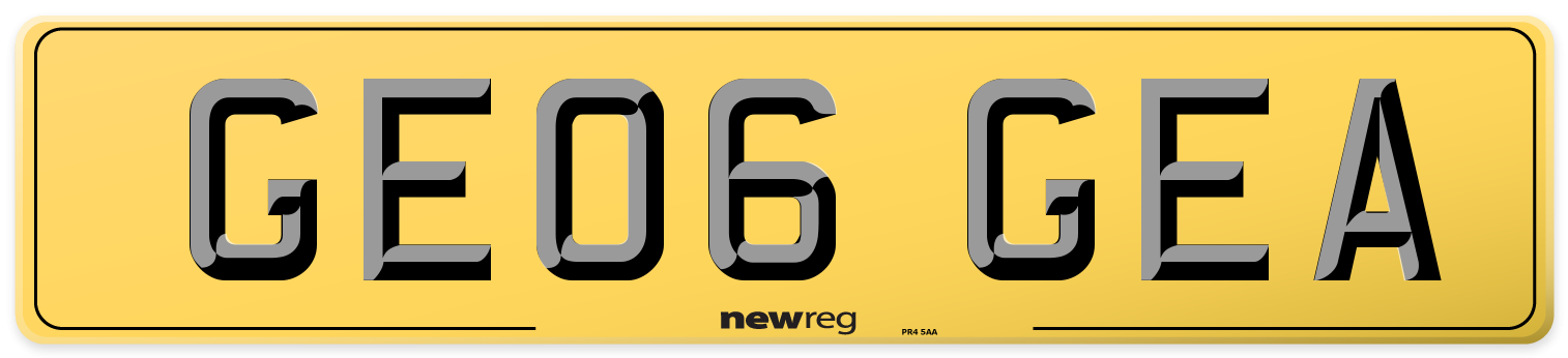 GE06 GEA Rear Number Plate