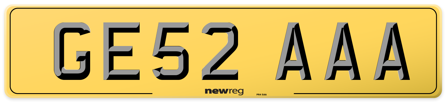 GE52 AAA Rear Number Plate