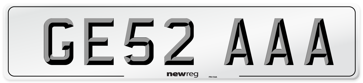 GE52 AAA Front Number Plate