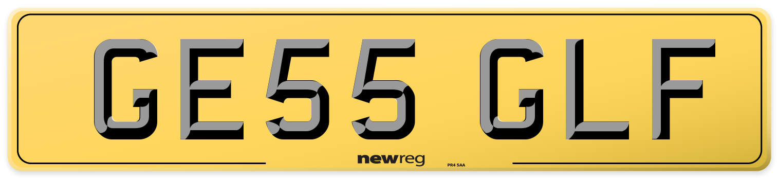 GE55 GLF Rear Number Plate