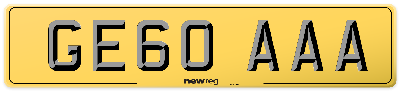 GE60 AAA Rear Number Plate