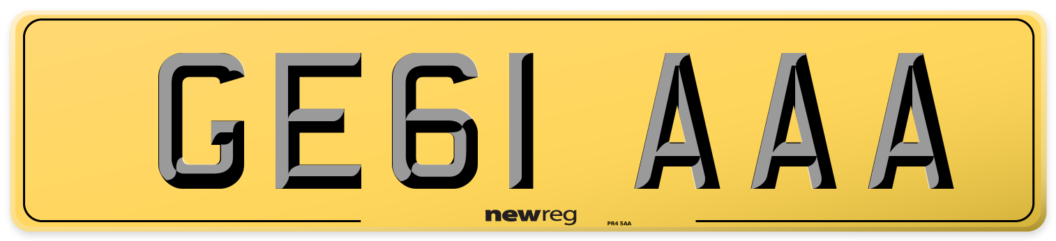 GE61 AAA Rear Number Plate