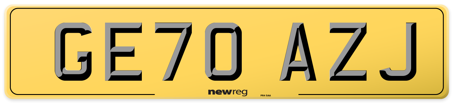 GE70 AZJ Rear Number Plate