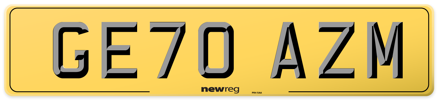 GE70 AZM Rear Number Plate
