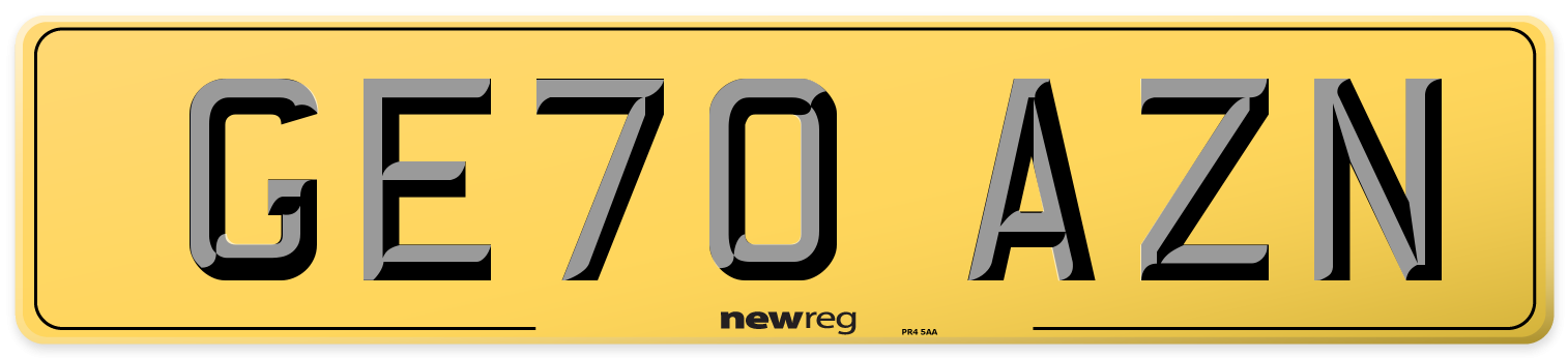 GE70 AZN Rear Number Plate