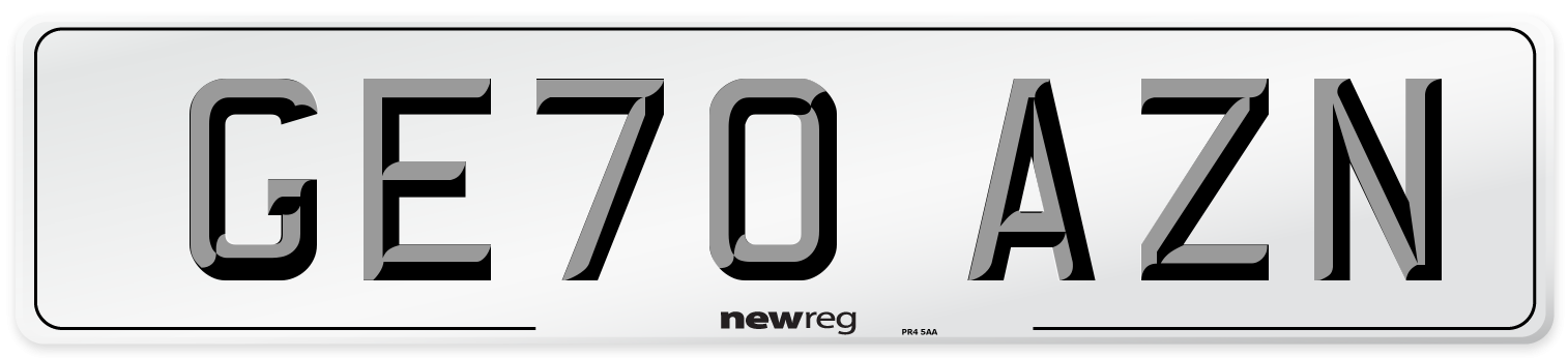 GE70 AZN Front Number Plate