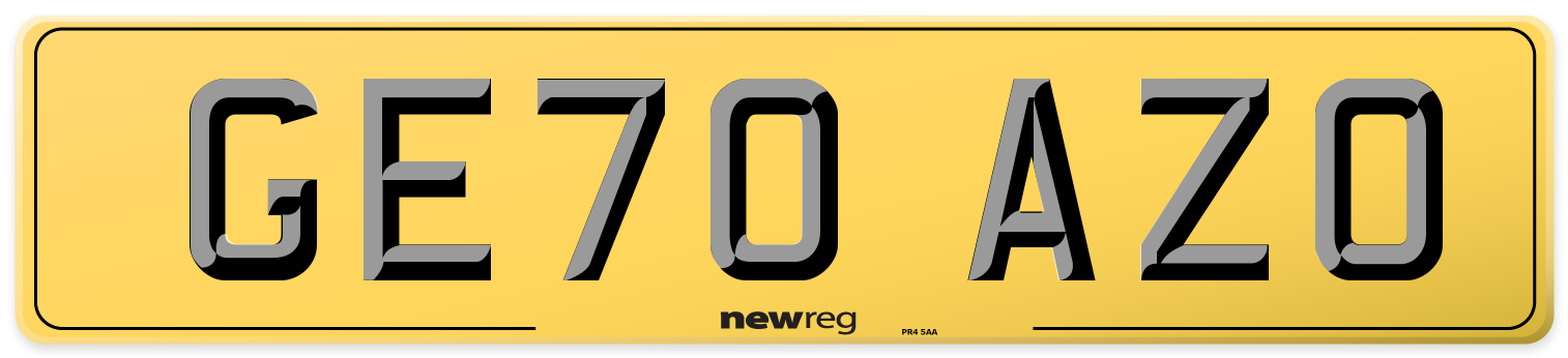GE70 AZO Rear Number Plate