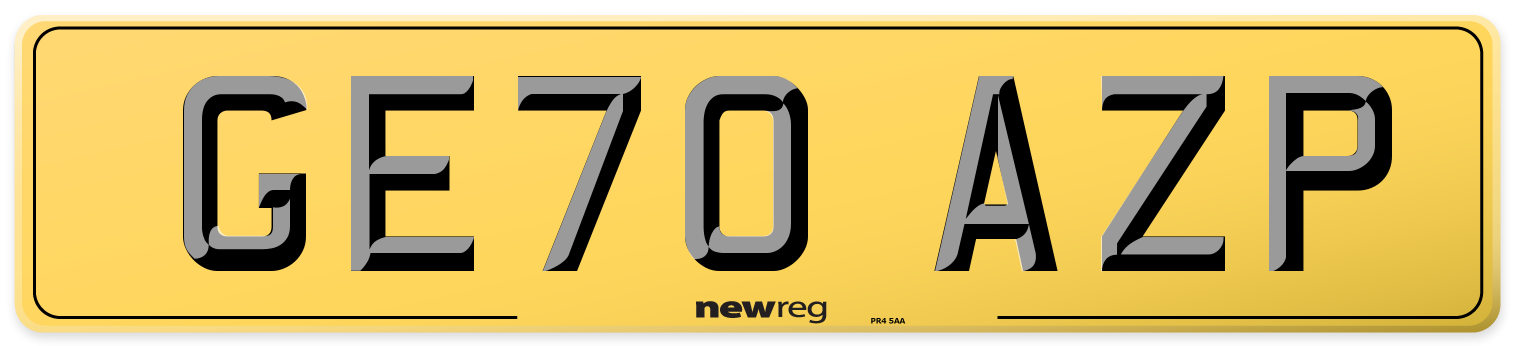 GE70 AZP Rear Number Plate