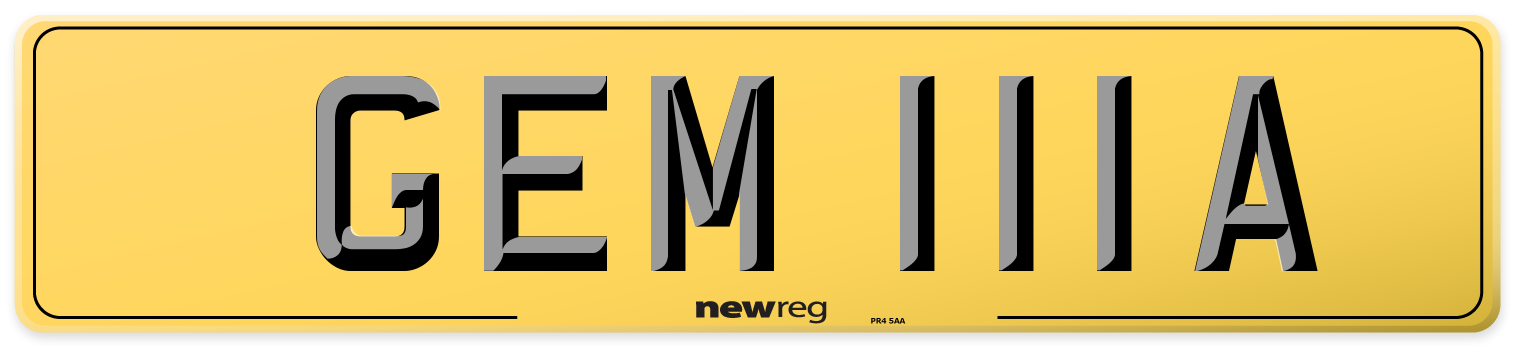 GEM 111A Rear Number Plate