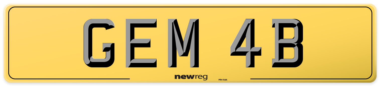GEM 4B Rear Number Plate