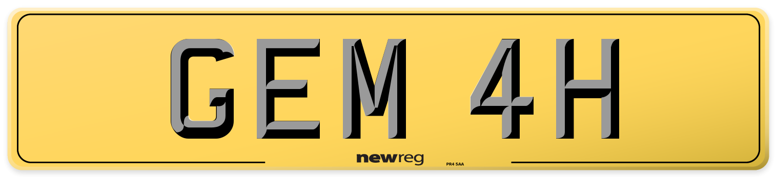 GEM 4H Rear Number Plate