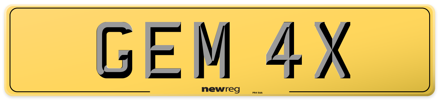 GEM 4X Rear Number Plate