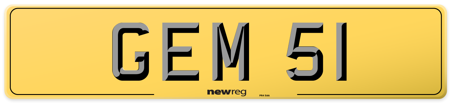 GEM 51 Rear Number Plate