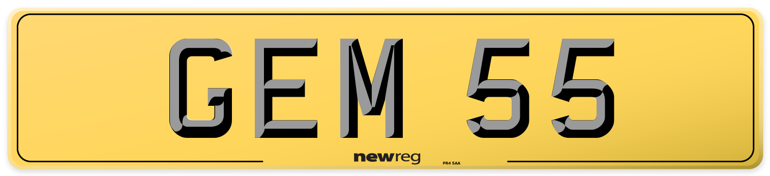 GEM 55 Rear Number Plate