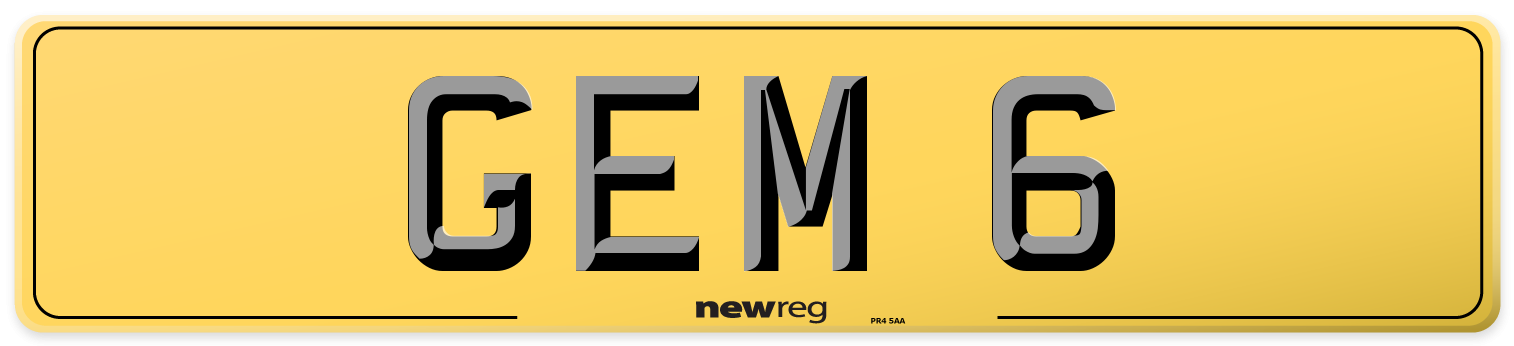 GEM 6 Rear Number Plate
