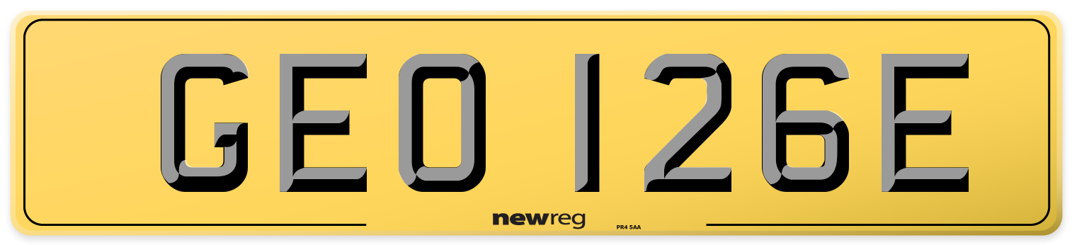 GEO 126E Rear Number Plate