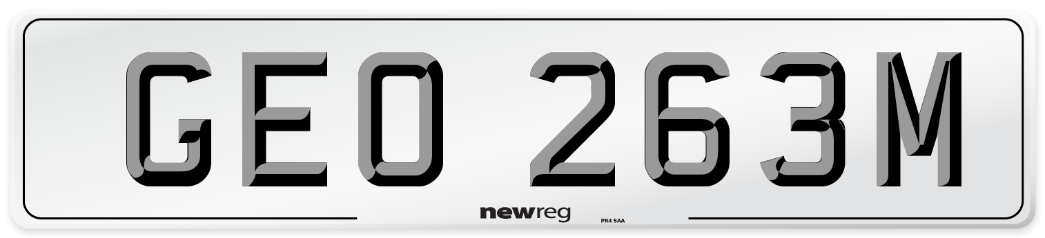 GEO 263M Front Number Plate