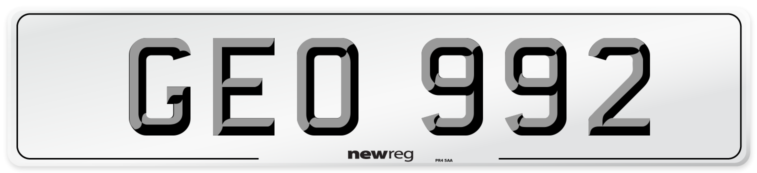GEO 992 Front Number Plate