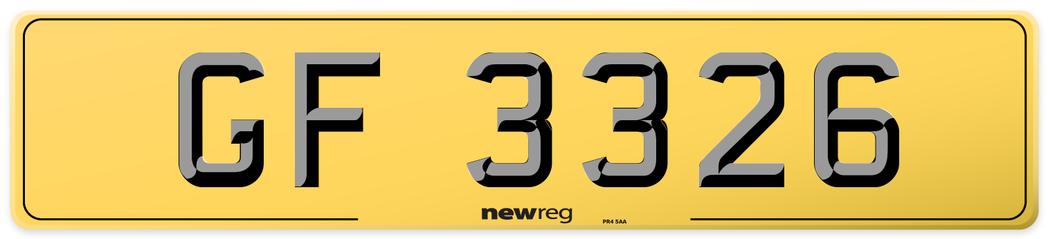 GF 3326 Rear Number Plate
