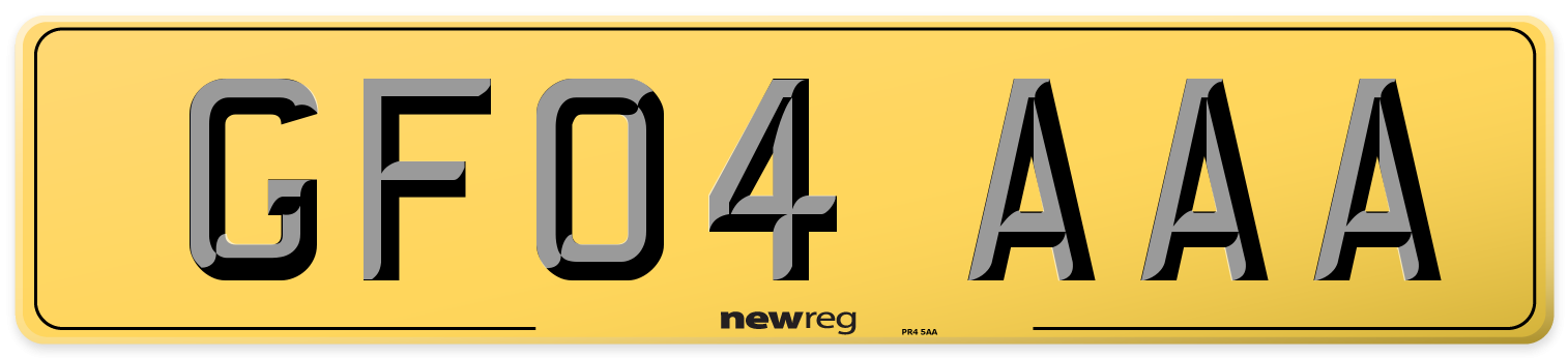 GF04 AAA Rear Number Plate