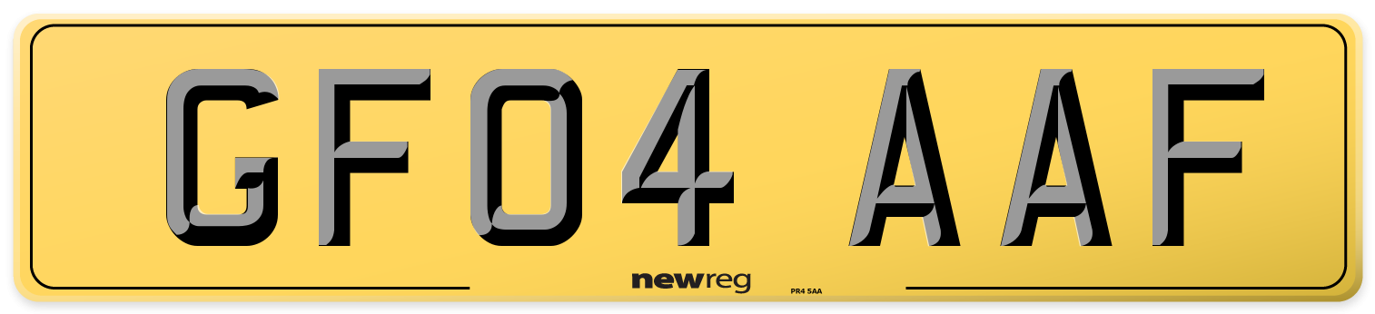 GF04 AAF Rear Number Plate