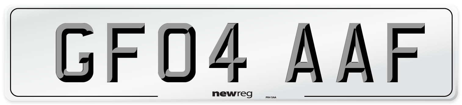 GF04 AAF Front Number Plate