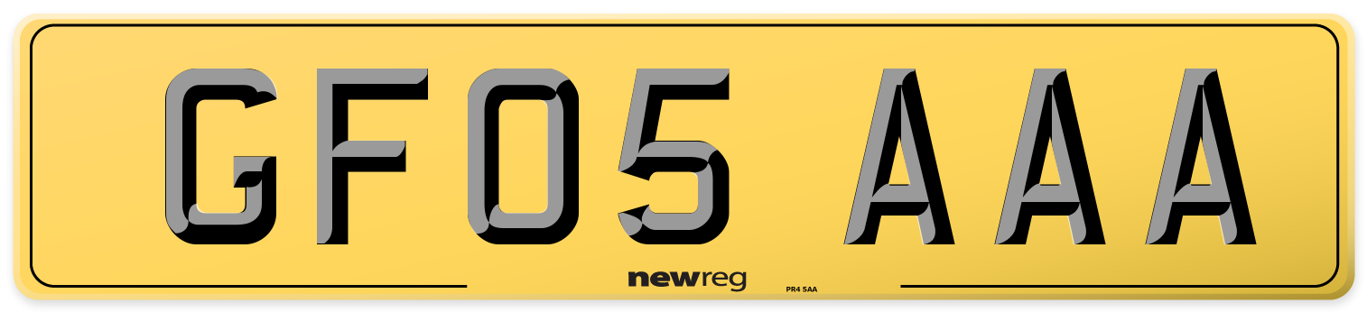 GF05 AAA Rear Number Plate
