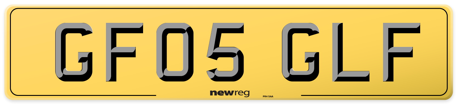 GF05 GLF Rear Number Plate