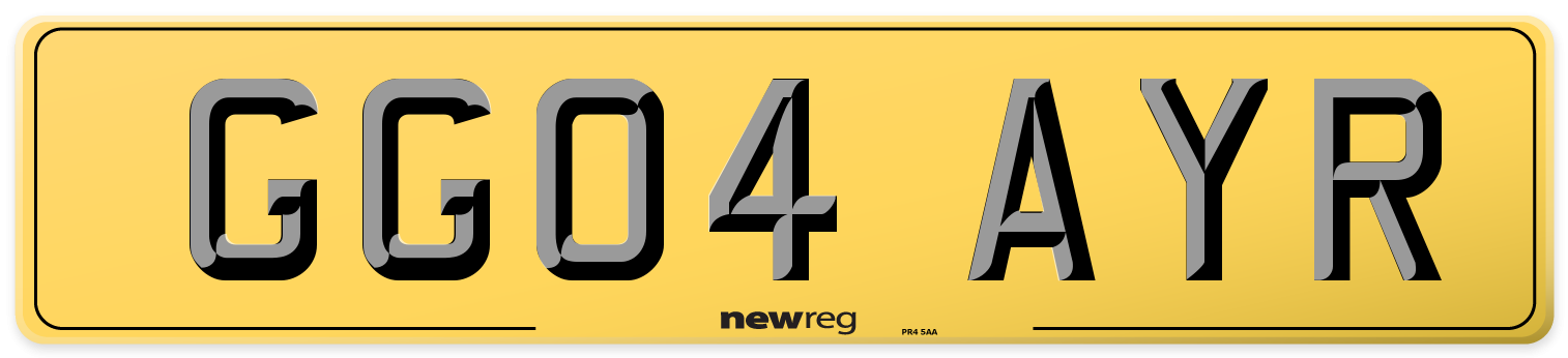 GG04 AYR Rear Number Plate
