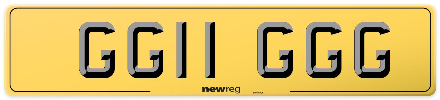 GG11 GGG Rear Number Plate