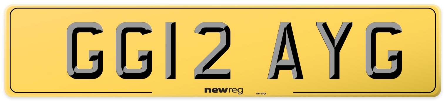 GG12 AYG Rear Number Plate