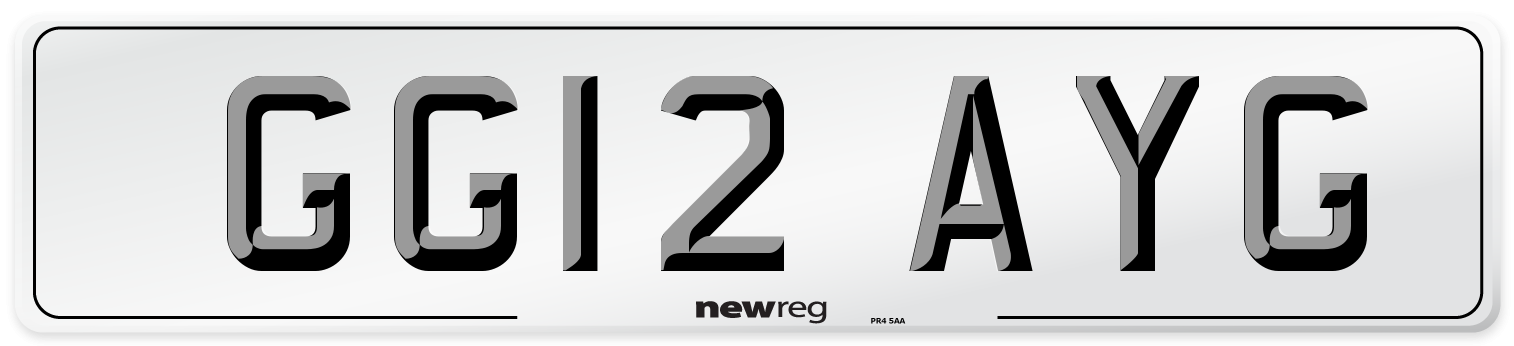 GG12 AYG Front Number Plate