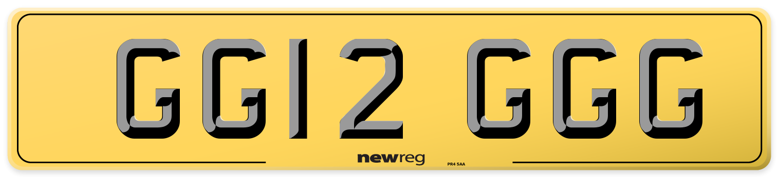GG12 GGG Rear Number Plate