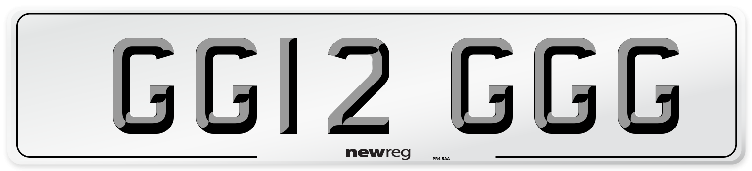 GG12 GGG Front Number Plate