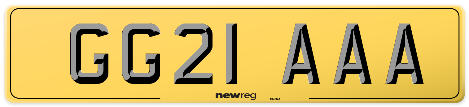 GG21 AAA Rear Number Plate