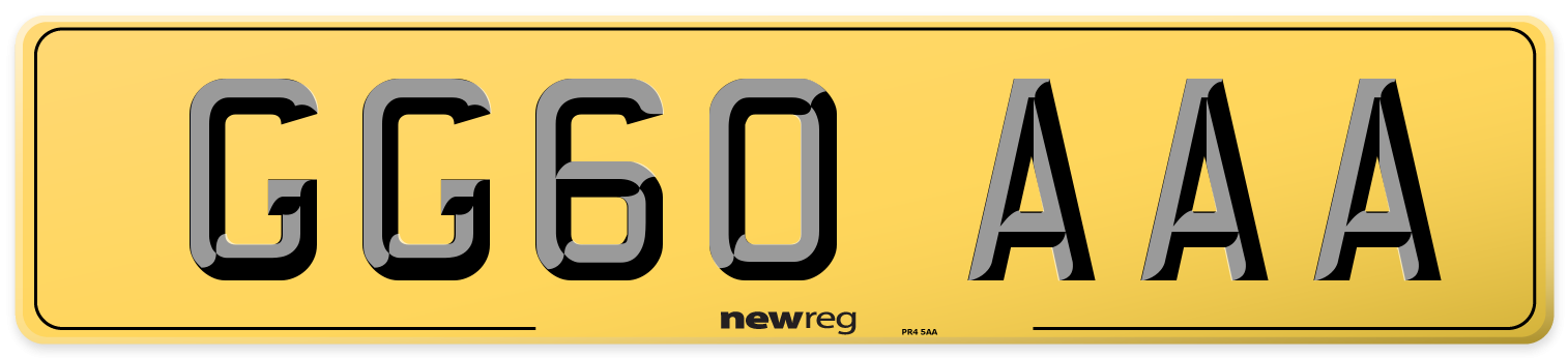 GG60 AAA Rear Number Plate