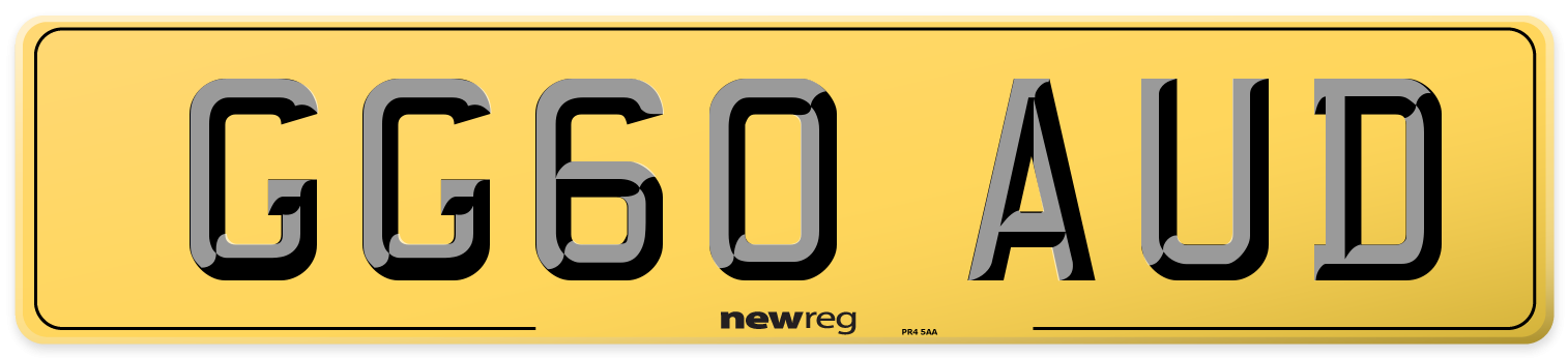 GG60 AUD Rear Number Plate