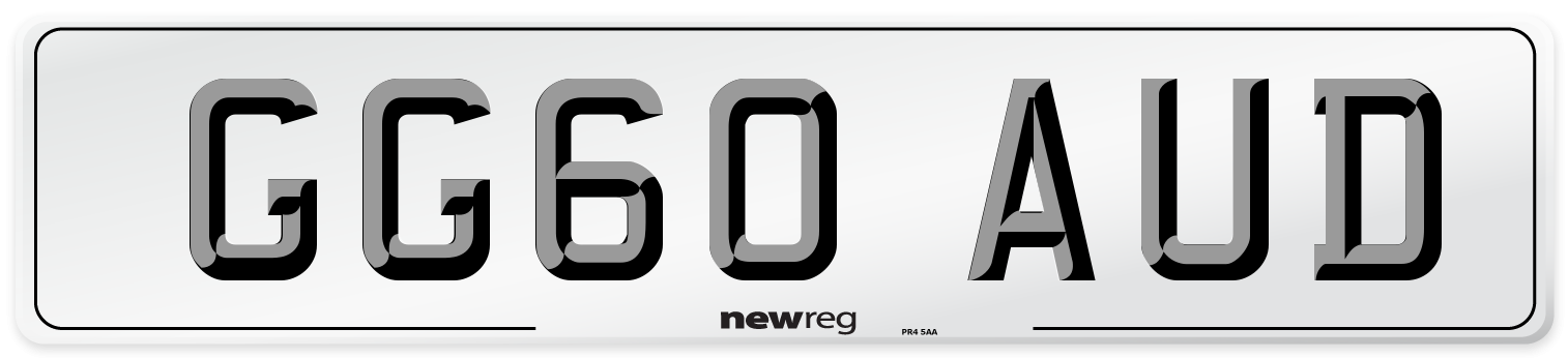 GG60 AUD Front Number Plate